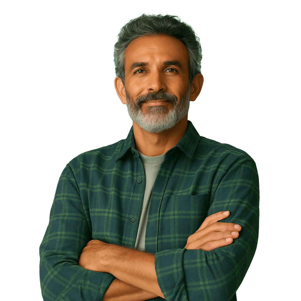 Business owner with arms crossed smiling