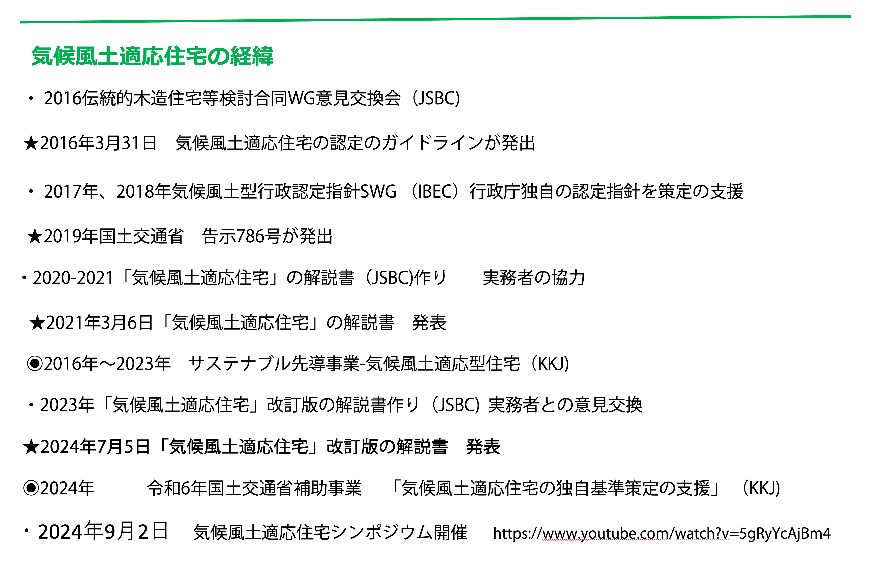 気候風土適応住宅・国交省関係の経緯
