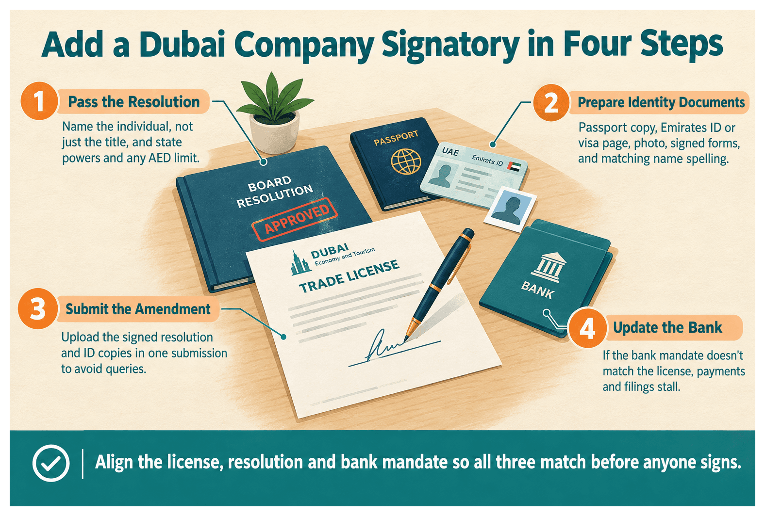 Infographic: How to Get an Authorised Signatory Added to a Dubai Company