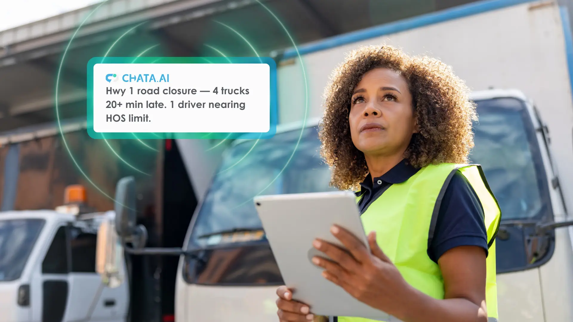 Woman receiving automation alert on her tablet