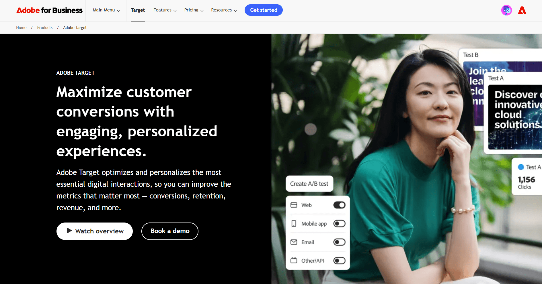 Adobe Target Homepage