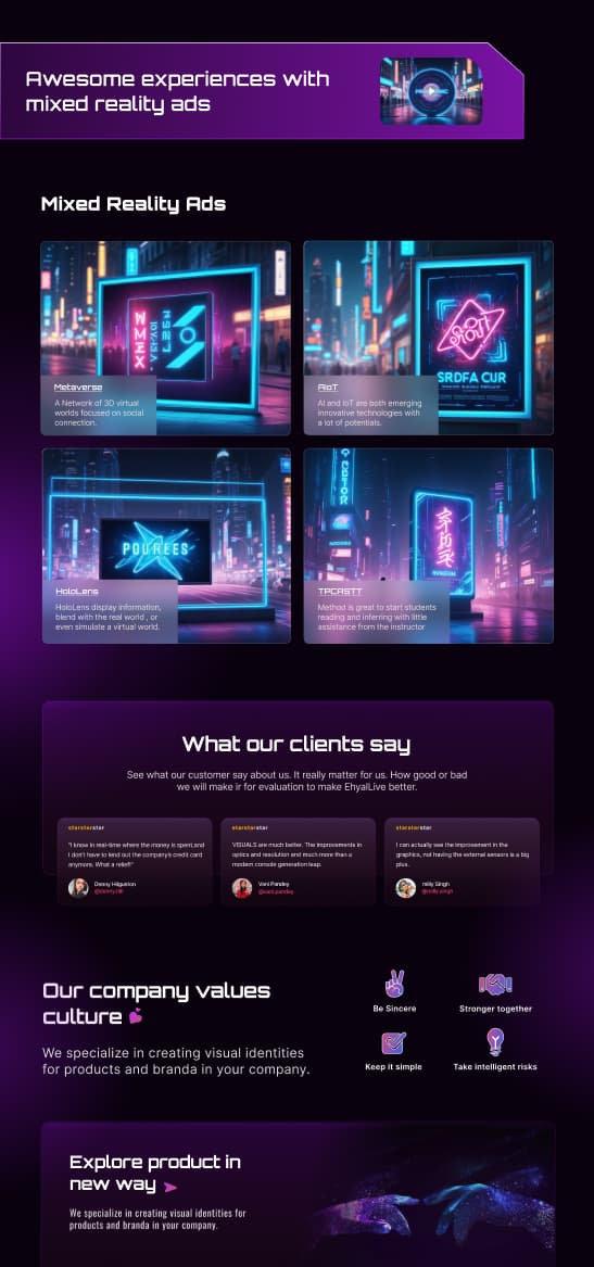 a website about NFTs, the overall style of the website is futuristic, the colors used in the design are pink and black