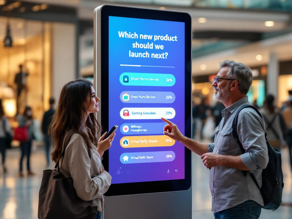 Interactive polls on digital signage display