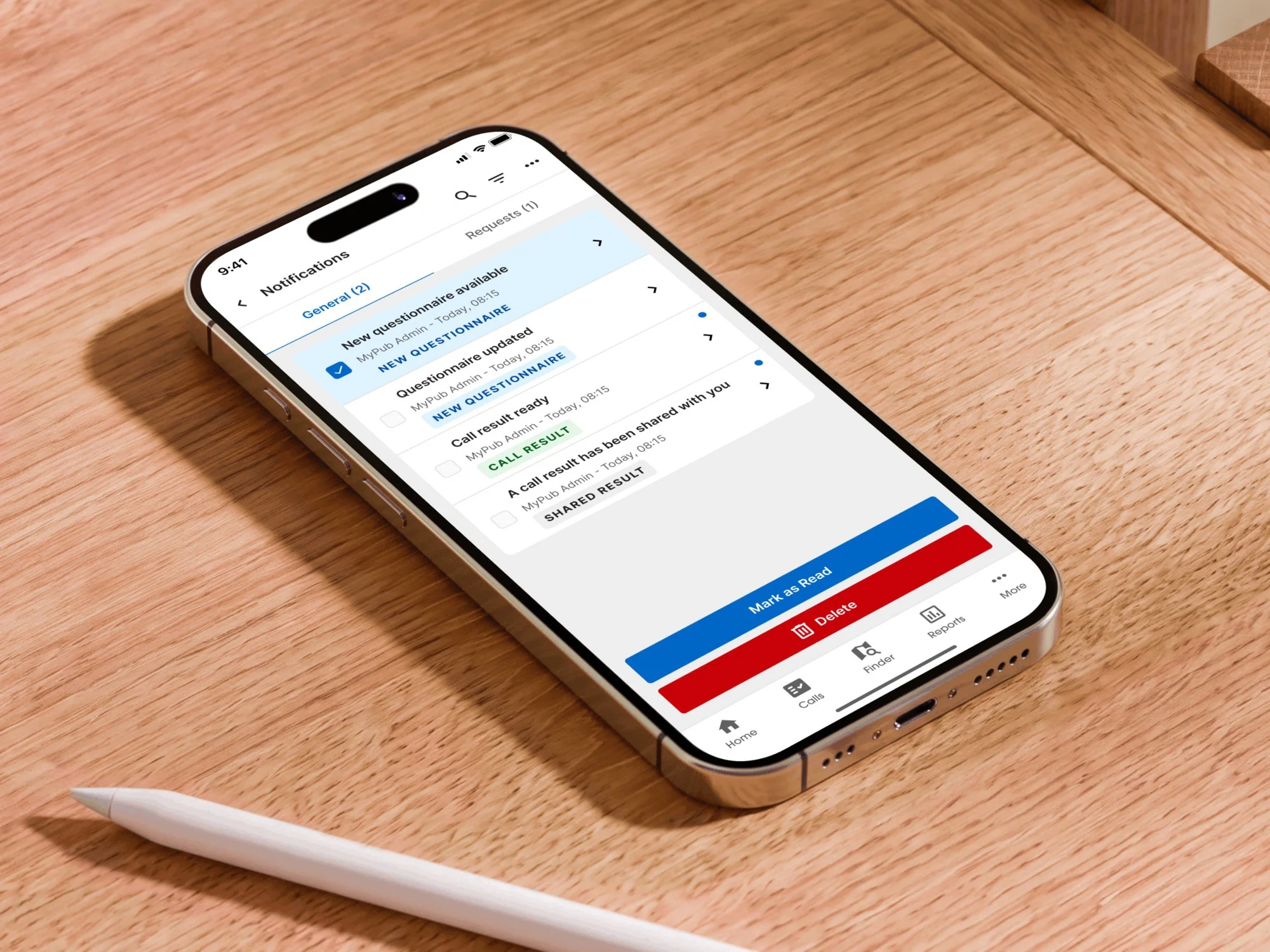 myPub app notifications screen on a phone