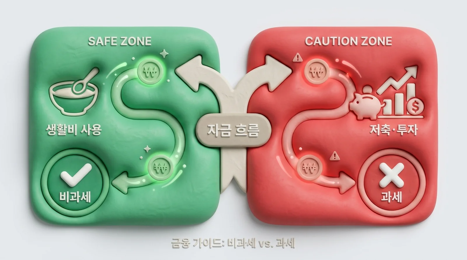 생활비는 비과세, 저축·투자하면 과세로 갈리는 비교