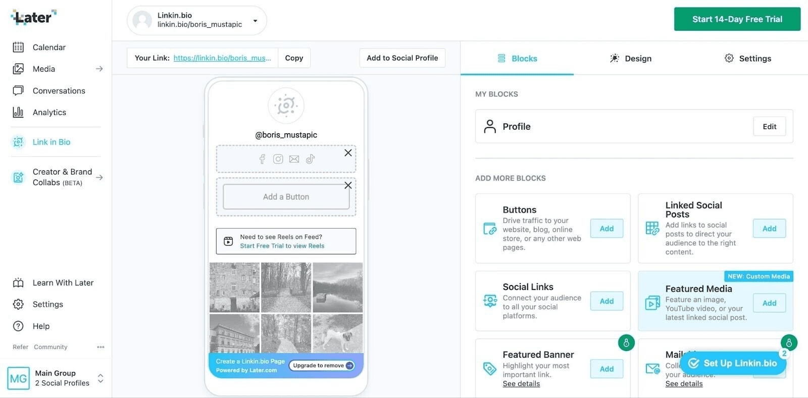 Later social media post scheduling interface 2