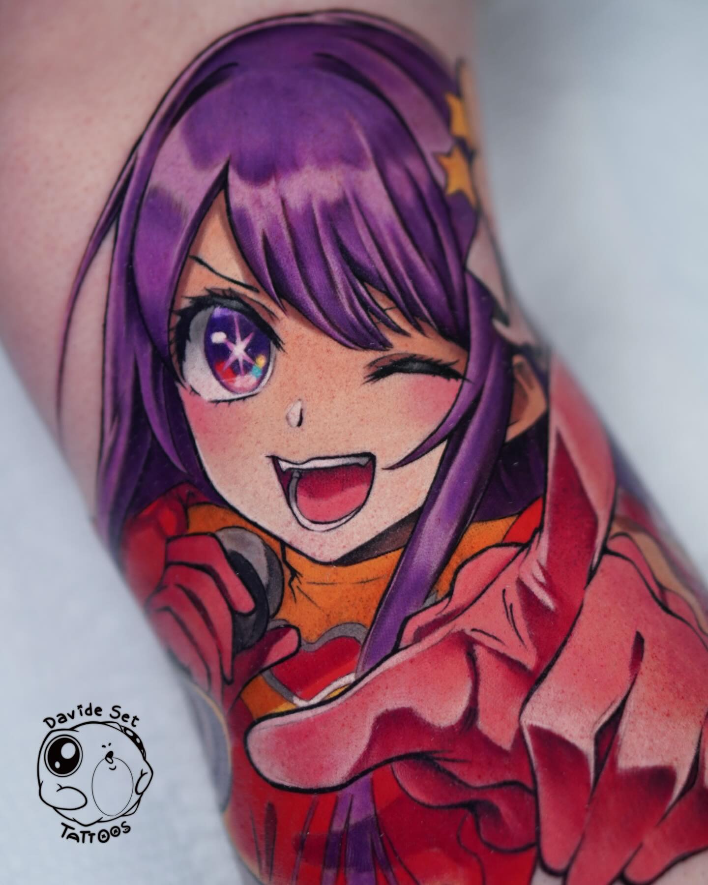 colorful anime tattoo from oshi no ko the anime