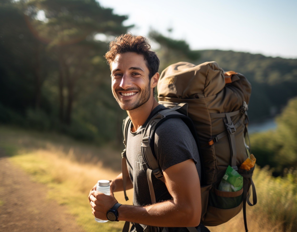 man rucking and drinking protein shake