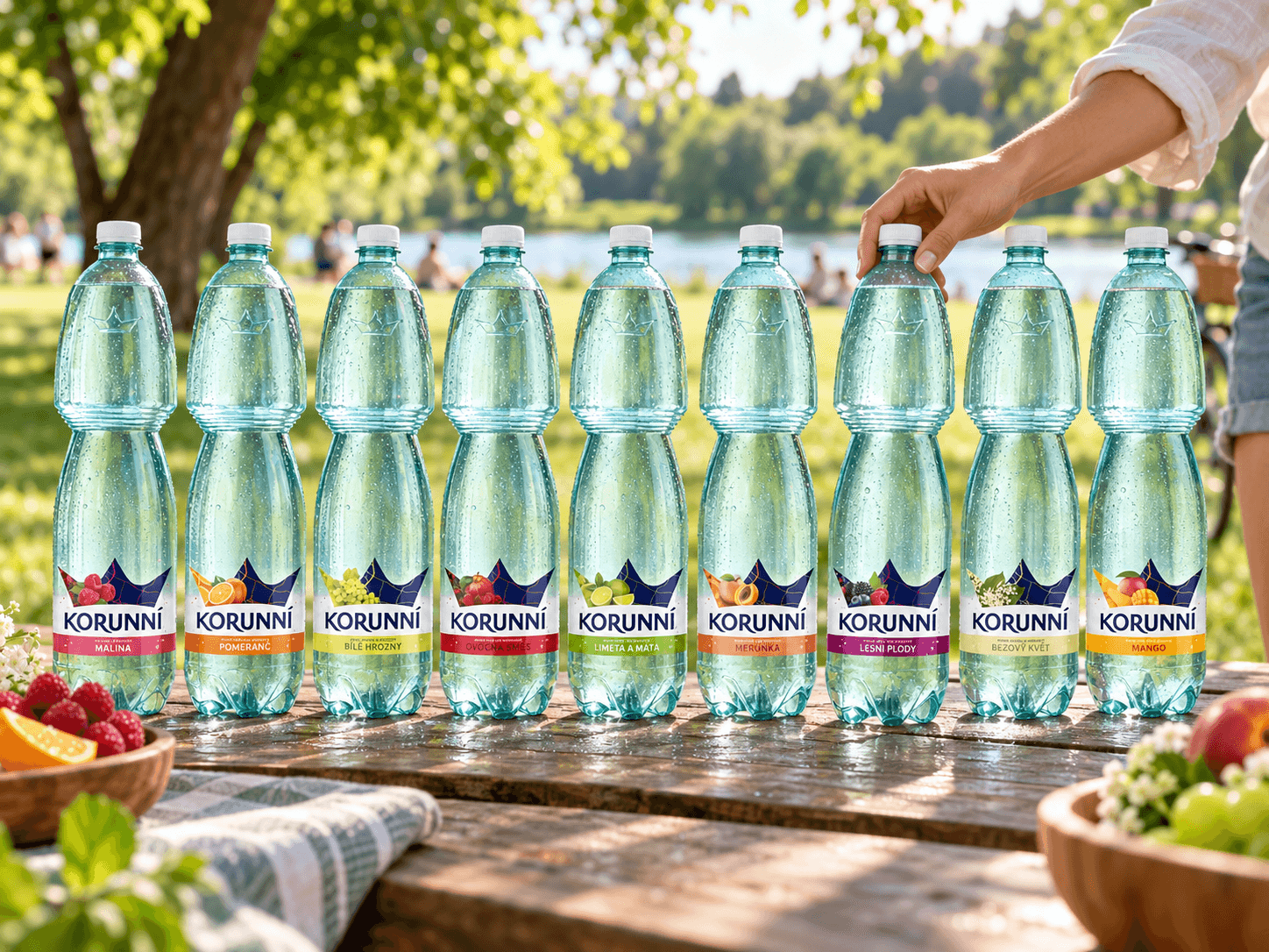 Korunní mineral water rebrand across bottles and brand communication