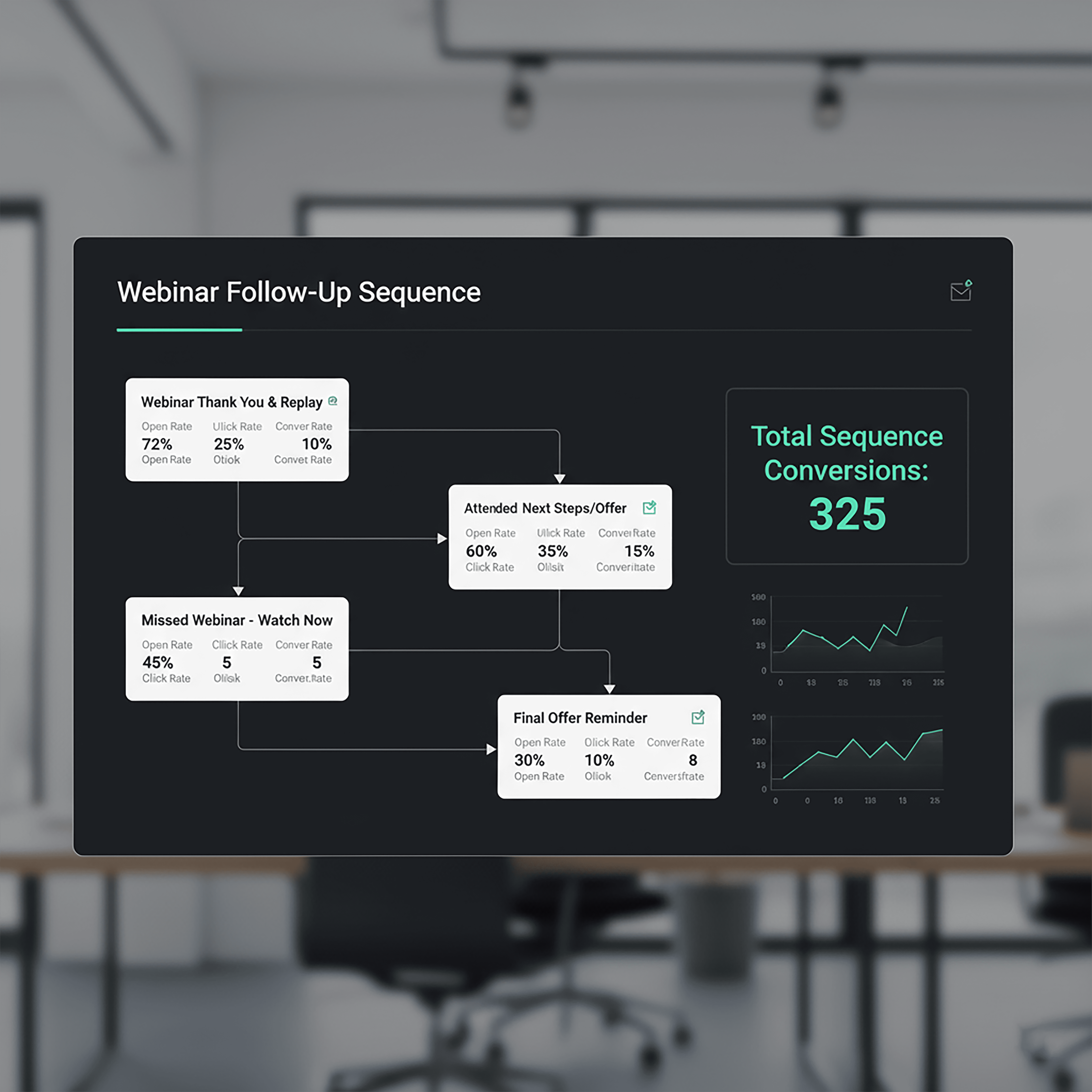 facebook ads + webinars email automation dashboard.