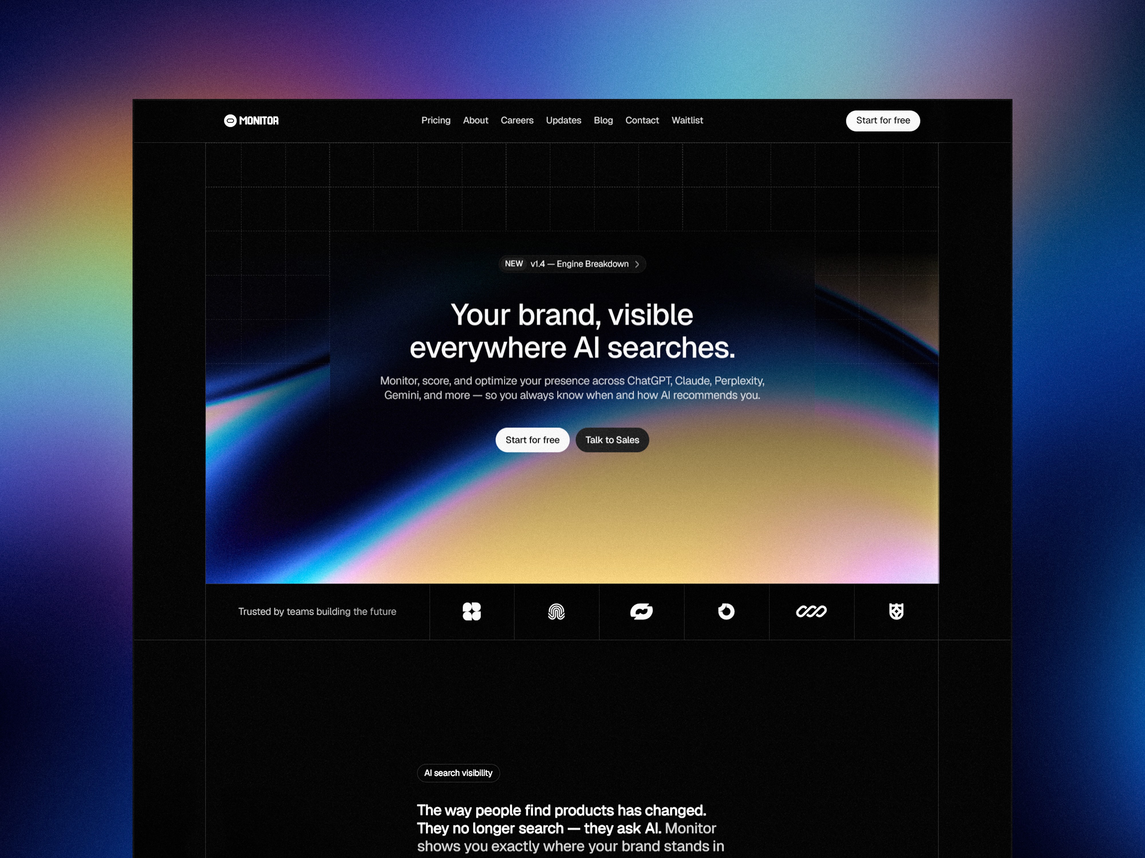 Monitor dark Framer SaaS template preview