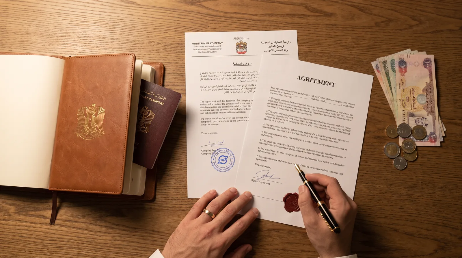 Dubai company in family member name with shareholder agreement paperwork