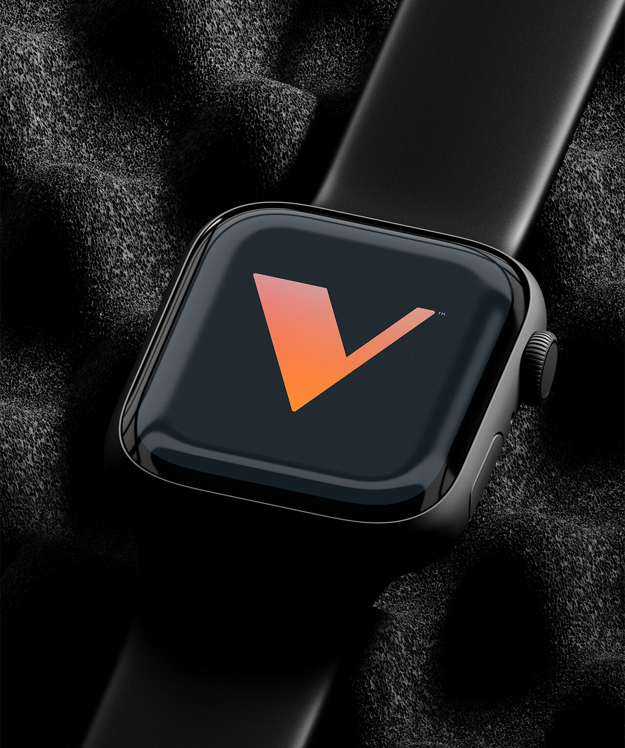 The brand icon featured on the screen of a smart watch