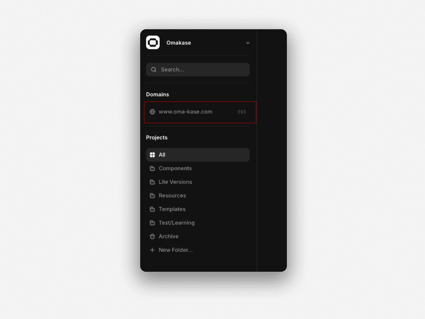 Left Side Bar Panel in Framer Dashboard