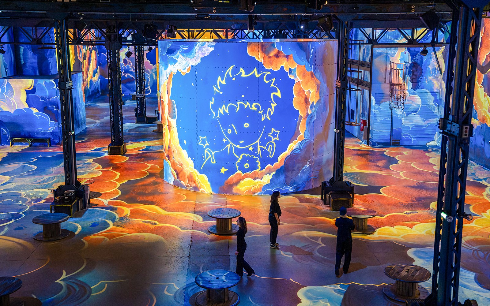 Little Prince artwork projection at Atelier Des Lumières, Paris exhibition.