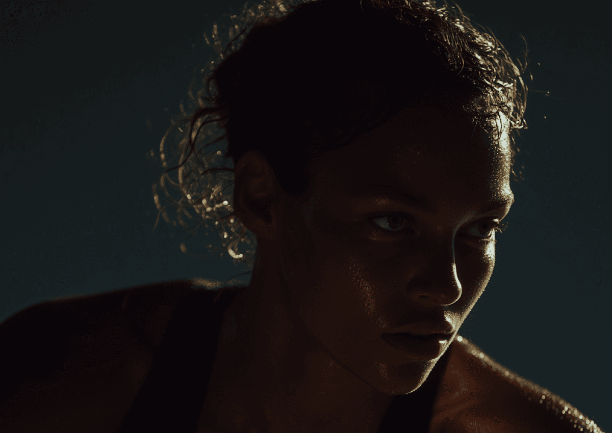 Dynamic picture of a cyclist riding downhill