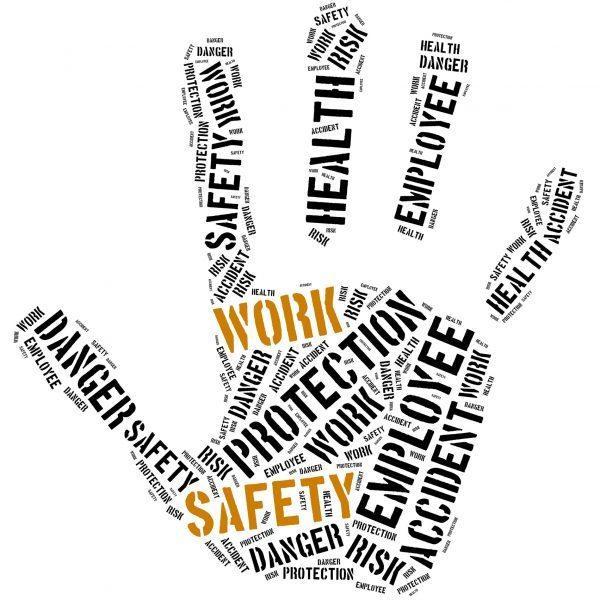 Health and safety words forming an open hand, from the 2020 Nakhoda company profile.