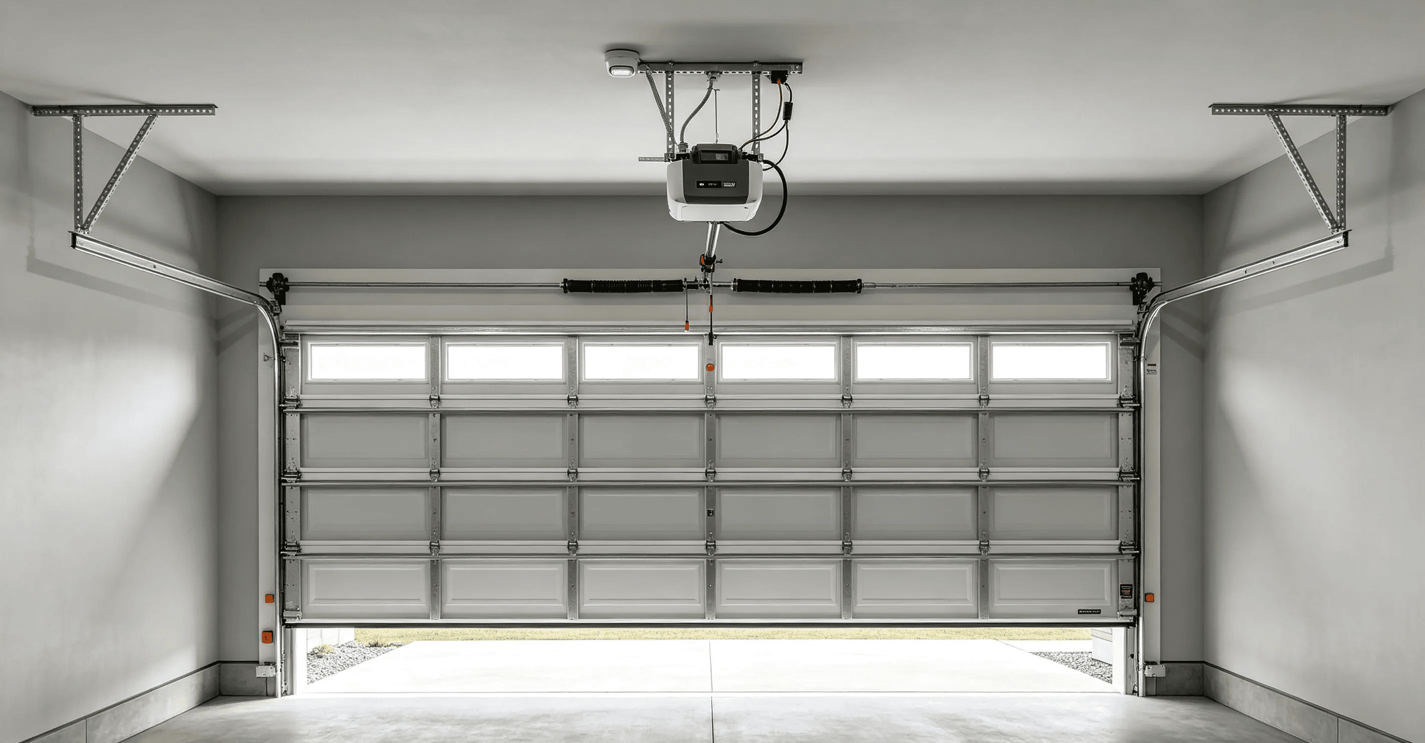 Automatic garage door opener system with motor and control components