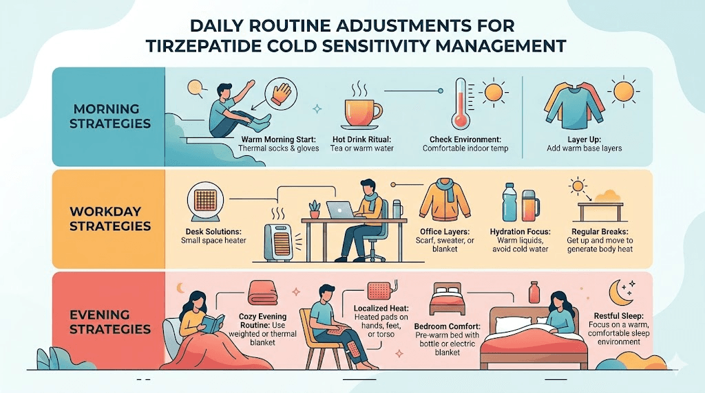 Daily routine tips for managing cold sensitivity while taking tirzepatide