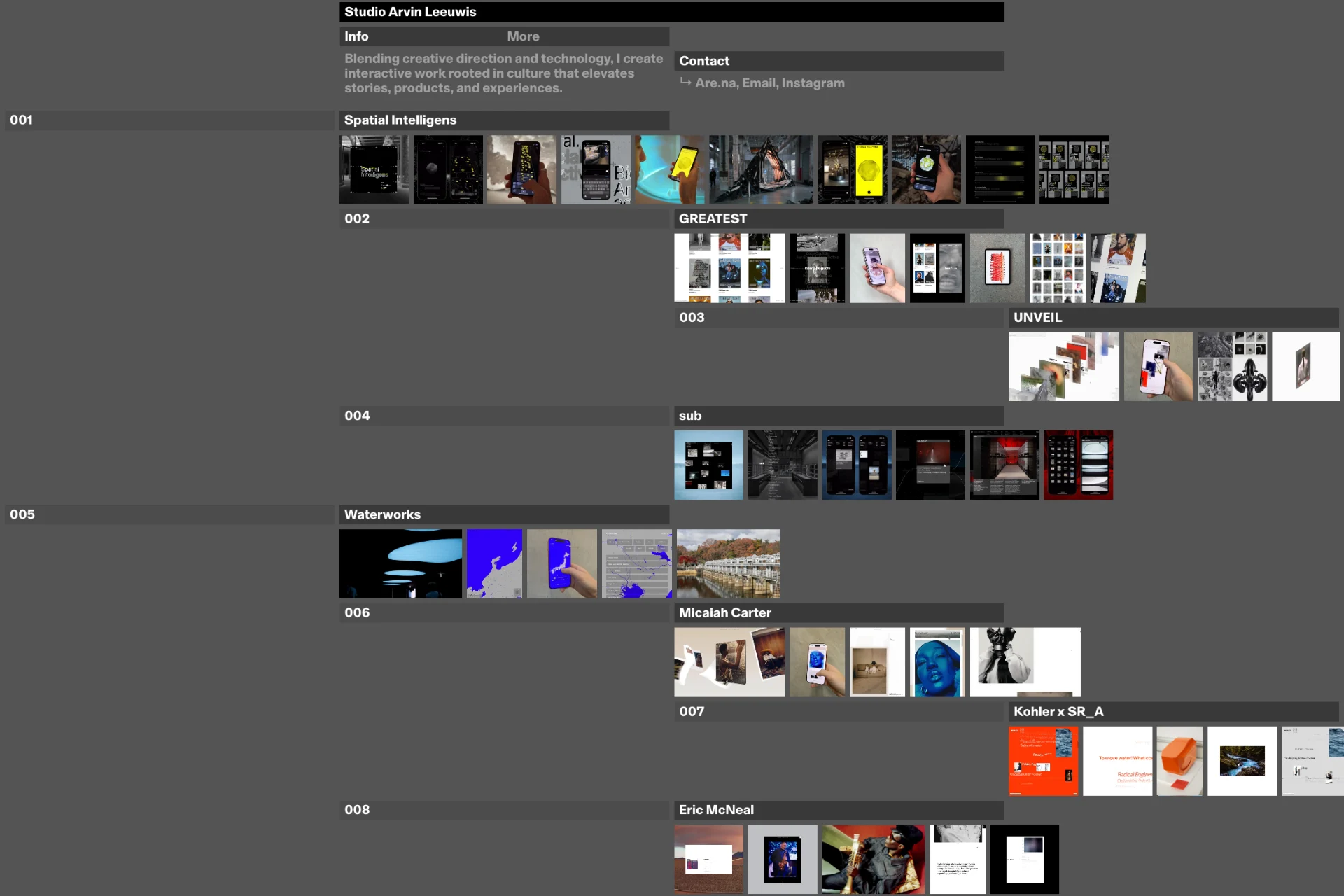 Screenshot of Studio Arvin Leeuwis website