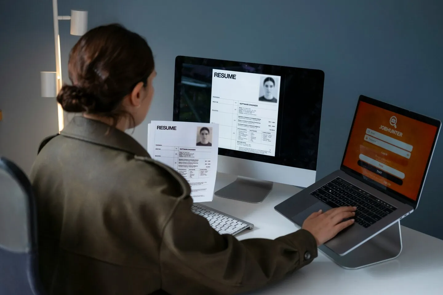 a man sitting at a desk using a computer