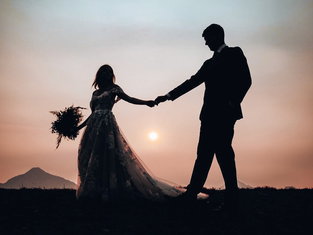 married couple beach