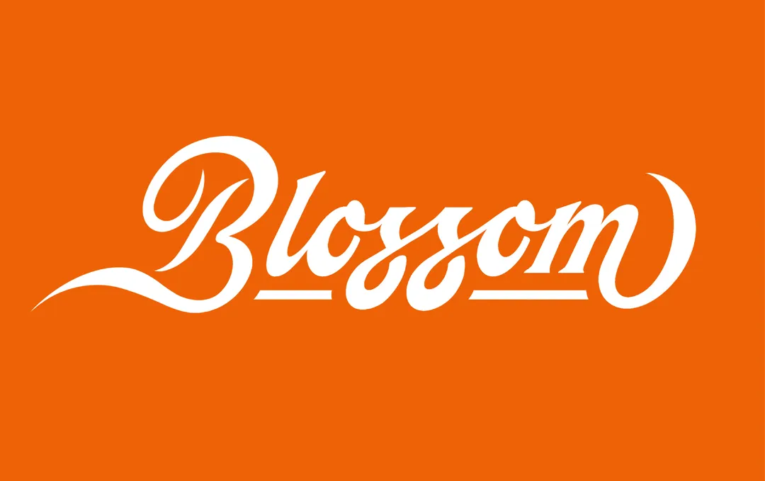 Blossom logo design in elegant orange script typography