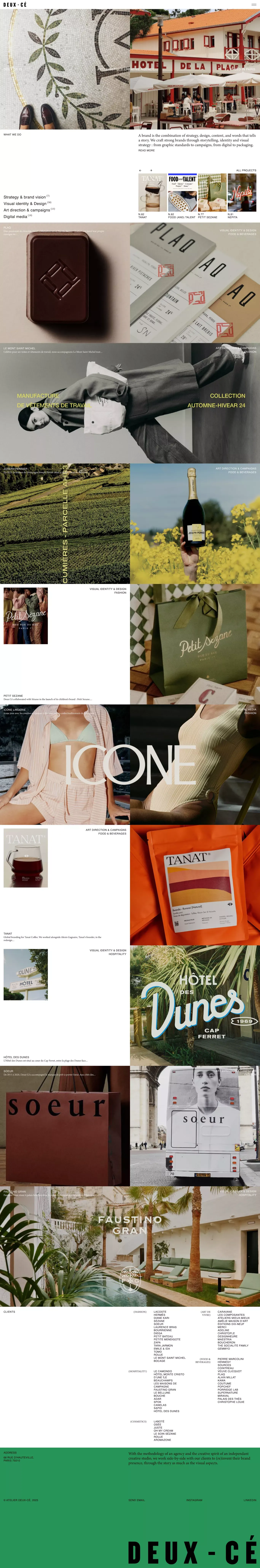 Atelier Deux-Cé portfolio page screenshot showcasing Advertising and Design design