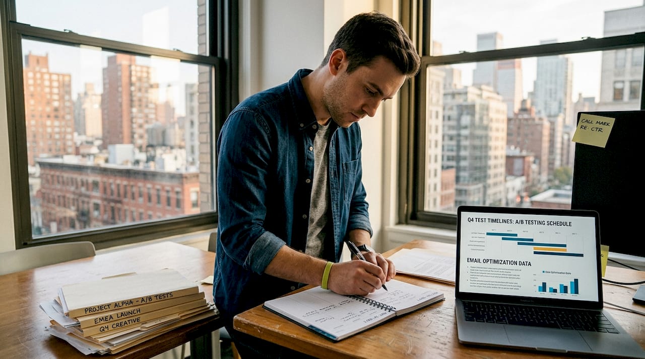 Marketer planning ad test schedule