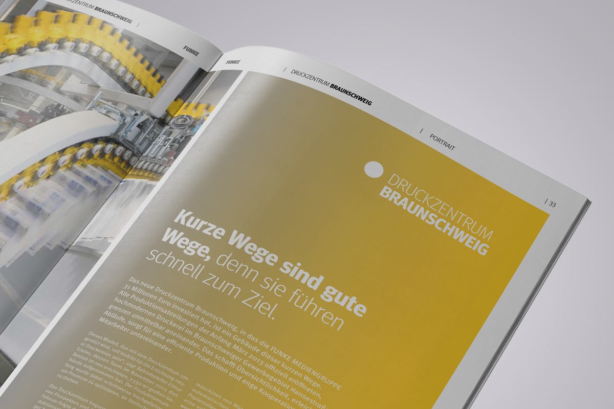 Imagebroschüre im Zeitungsformat – produziert auf hauseigenen Druckmaschinen
