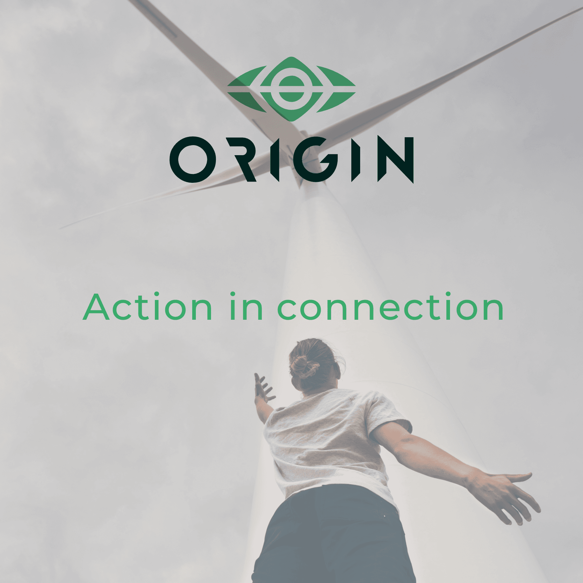 Green typography brand slide – Presentation slide for Origin’s Irish identity.