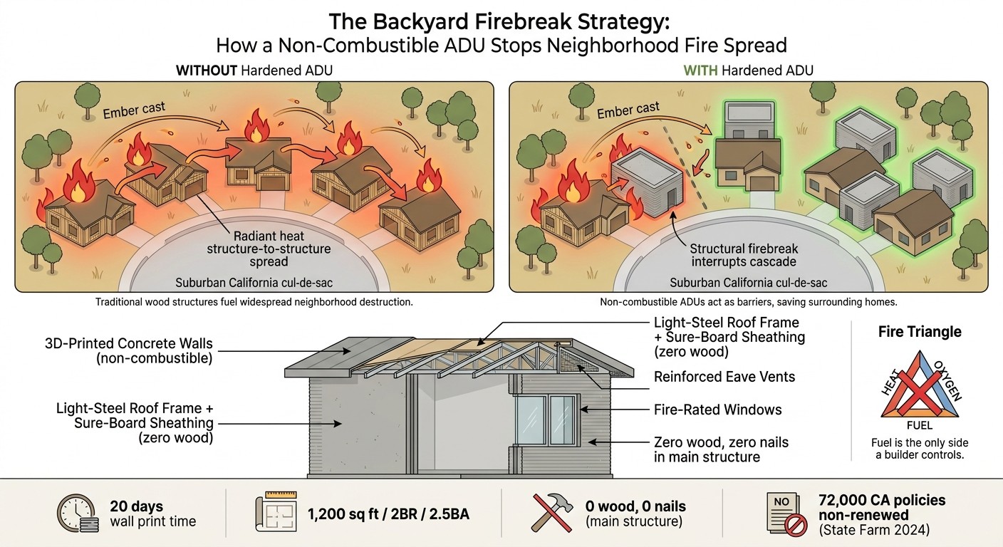 The Backyard Firebreak Strategy - How a Non-Combustible ADU Stops Neighborhood Fire Spread