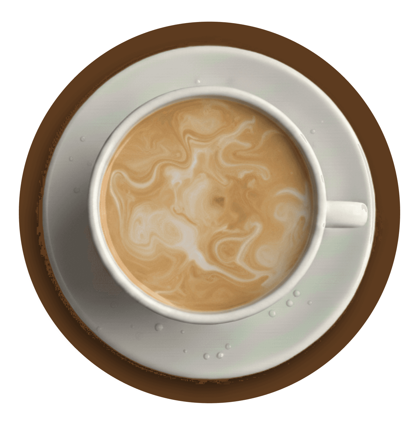 Latte with milk art on a saucer