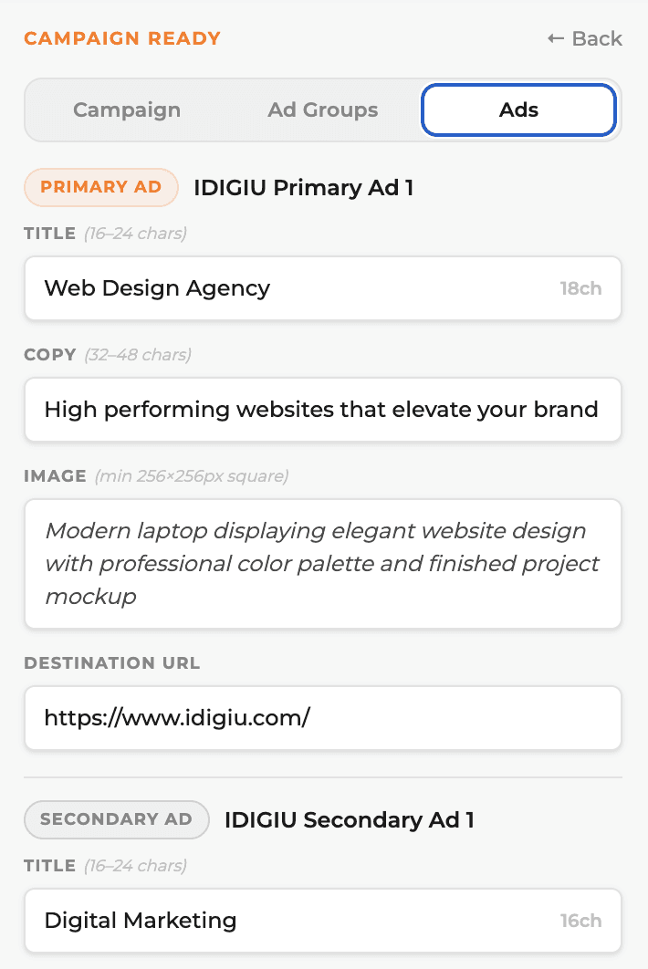 An image of Freelio's budget ui