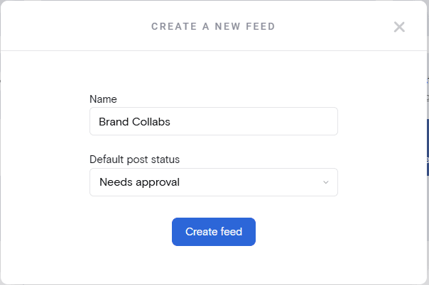 create new feed for brand collabs