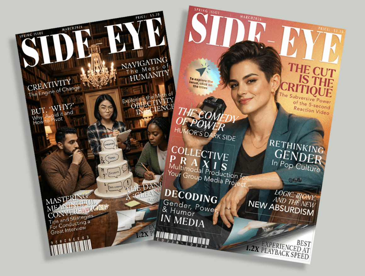 SIDE-EYE is a multimodal editorial experiment transforming scholarship into designed media experiences for critical inquiry.
