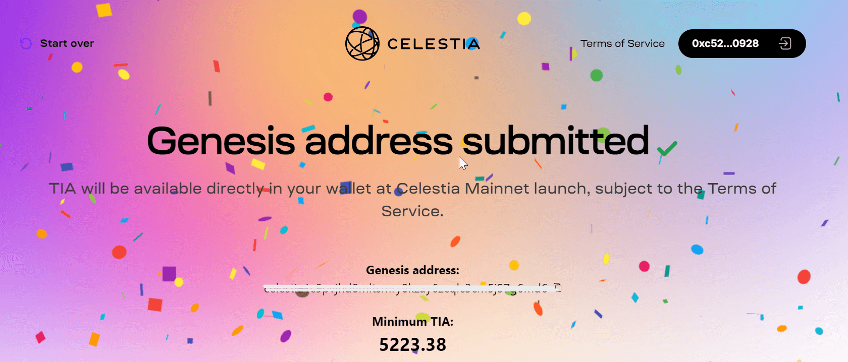 Genesis address submitted