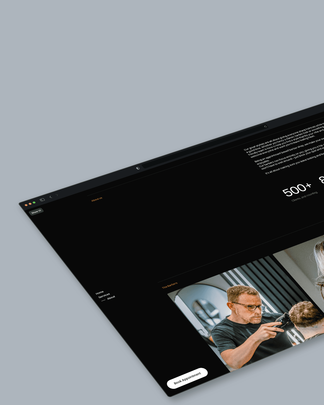 Mobile mockup of The Kudo Studio minimalist website design, showcasing clean typography and a no-code web design layout.