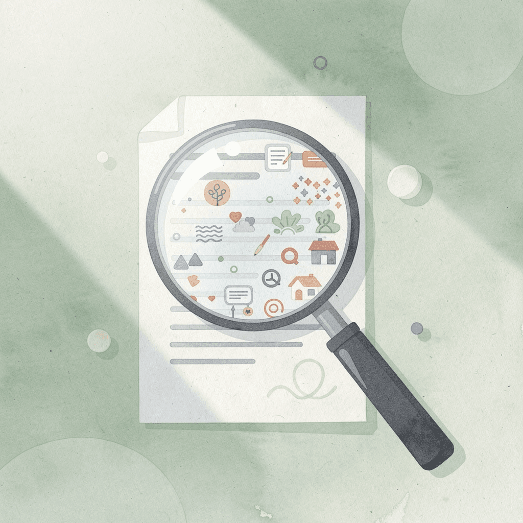 Magnifying glass examining a settlement document representing IRS tax rule analysis
