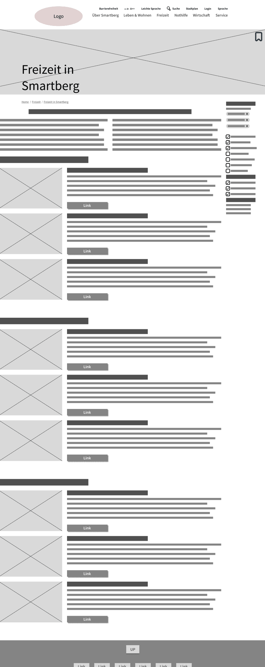 Wireframe Freizeitangebote