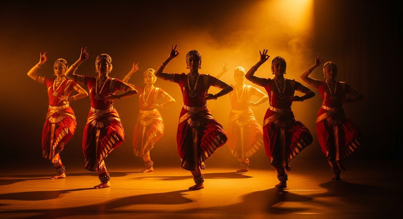Bharatanatyam dancers on stage