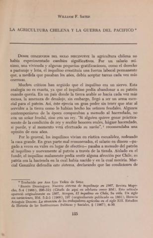 La agricultura chilena y la Guerra del Pacífico