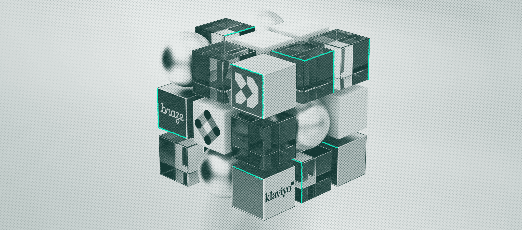 Rubik’s Cube illustrating Email Service Providers, with logos of Customer.io, Iterable, and Klaviyo.