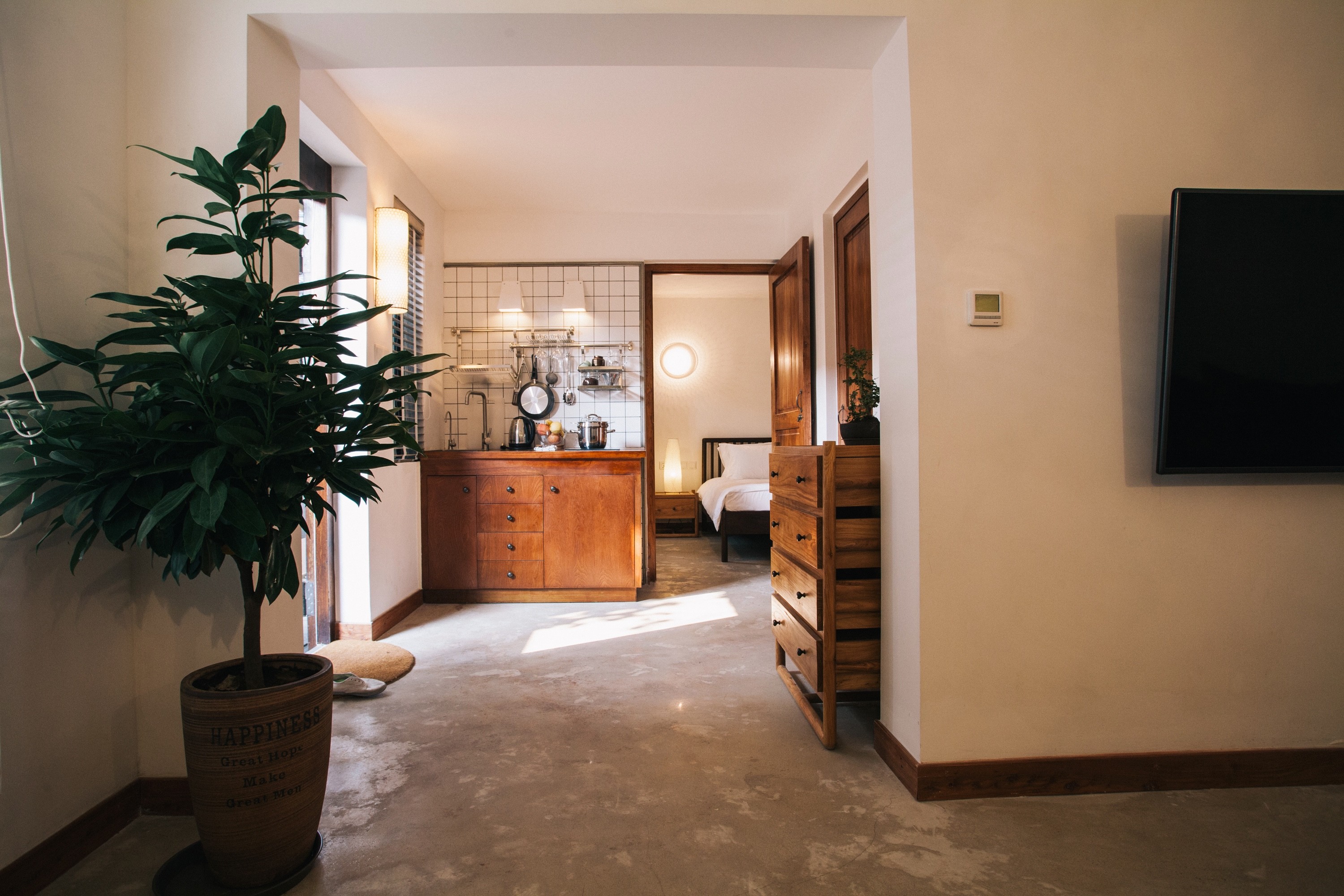 Kitchen and apartment details inside The Orchid Suite