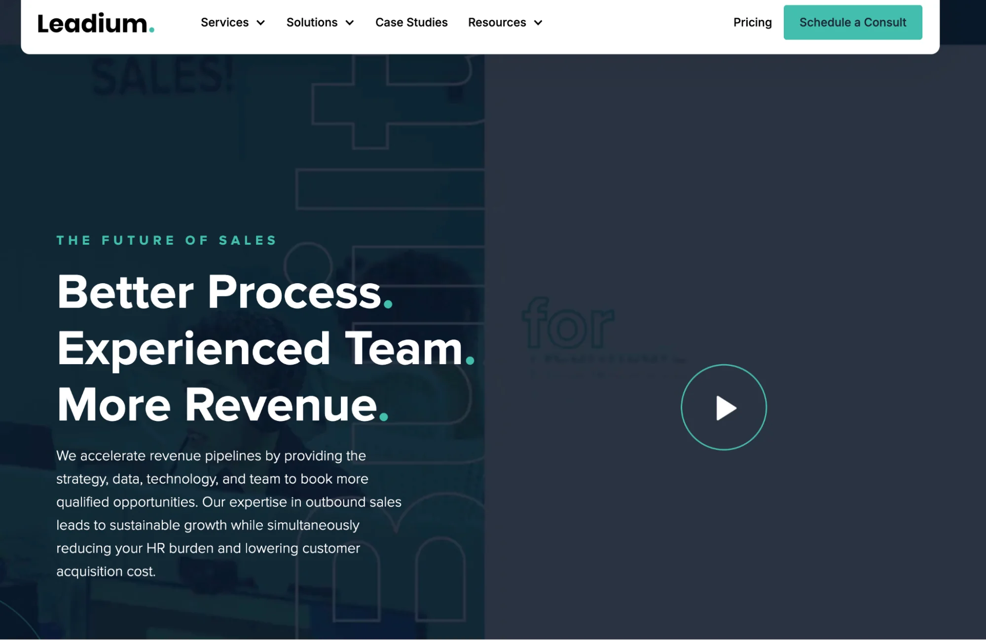 Leadium homepage: done-for-you outsourced sales development and appointment setting