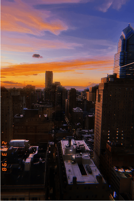 Sunset photo shot from Armor's office at 123 S Broad St, Philadelphia.