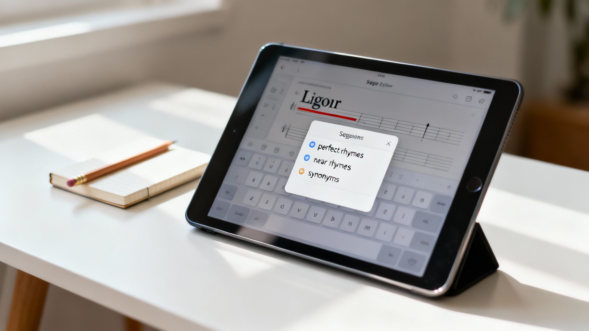 A songwriter refining lyrics on a phone using the Lyric Studio app