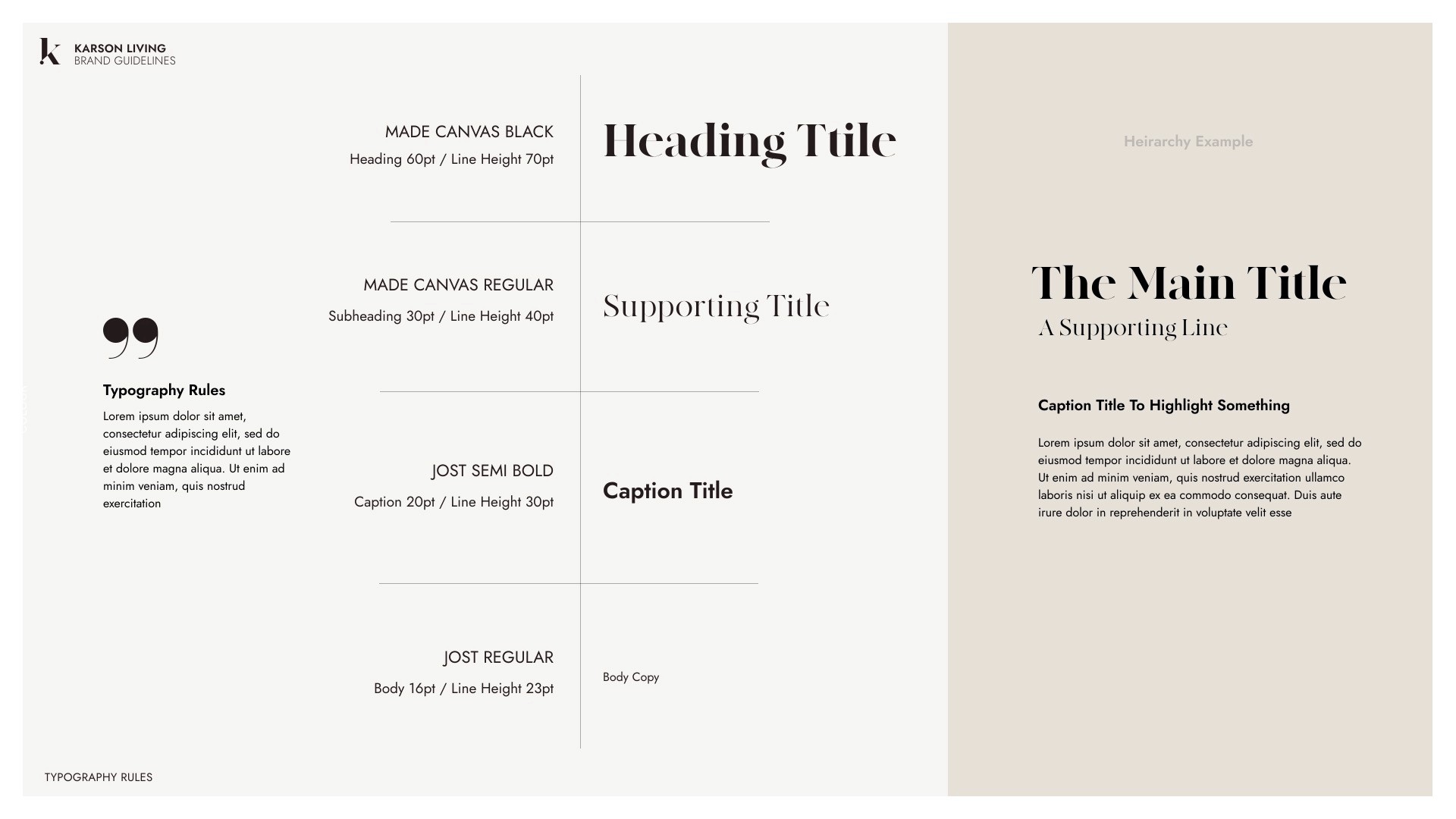 karson living typography rules