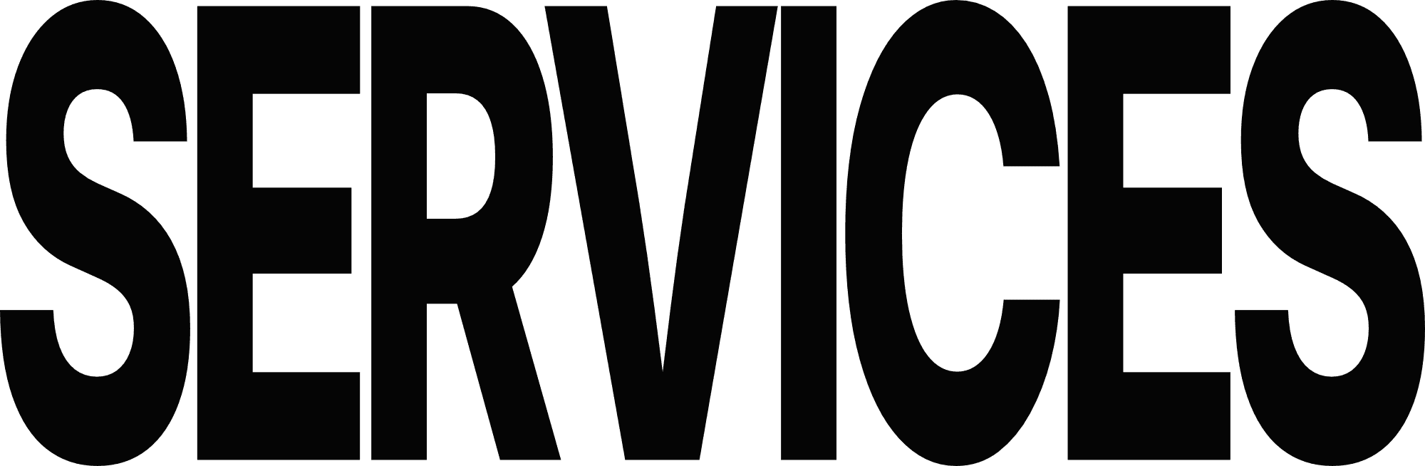 The word "SERVICES" in a bold, stretched, condensed sans-serif typeface.