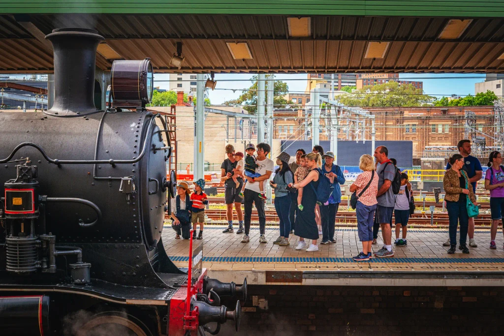 Onlookers admire locomotive 3265 at Central Station. Credit Mark Coleman